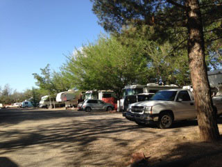 Campers parked in the Turquoise Triangle RV Park in Cottonwood, Arizona